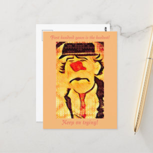 Vintage 70er Jahre Trauriger Clown Zeichnung (D1)  Postkarte