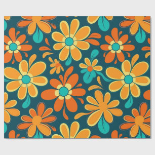 Vintage 70er Retro Hippie-Stil Flower Power Boho Geschenkpapier