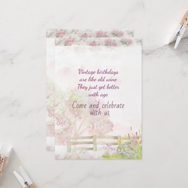 Vintage 75. Geburtstagsparty Einladung (Vorderseite/Rückseite Beispiel)