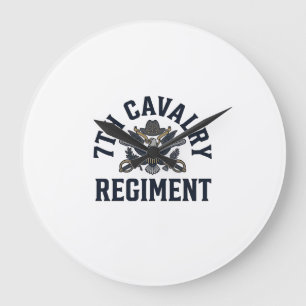 Vintage 7. Kavallerieregiment Brustdruck Design_1 Große Wanduhr