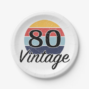 Vintage 80. Geburtstag Sonnenuntergang Pappteller