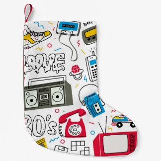 Vintage 80er 90er Doodle-Sammlung. Kleiner Weihnachtsstrumpf