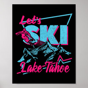 Vintage 80er 90er Skikleidung - Retro Lake Tahoe Poster