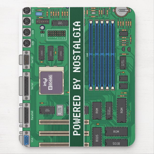 Vintage 80er Computer-Motherboard "Powered By Nost Mousepad (Vorne)