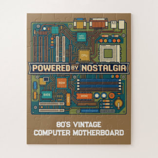 Vintage 80er Computer-Motherboard "Powered By Nost Puzzle