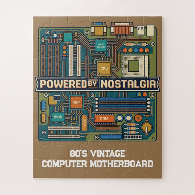Vintage 80er Computer-Motherboard "Powered By Nost Puzzle (Vertikal)