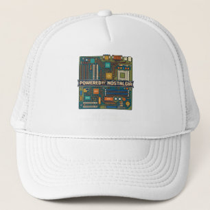 Vintage 80er Computer-Motherboard "Powered By Nost Truckerkappe