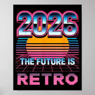 Vintage 80er Jahre Retro Frohes Neues Jahr 2026 Poster