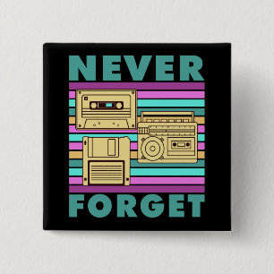 Vintage 80er Retro-Technologie Mix-Tape Diskette Button