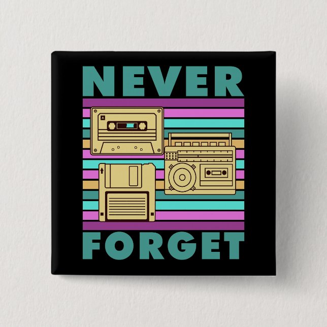 Vintage 80er Retro-Technologie Mix-Tape Diskette  Button (Vorderseite)
