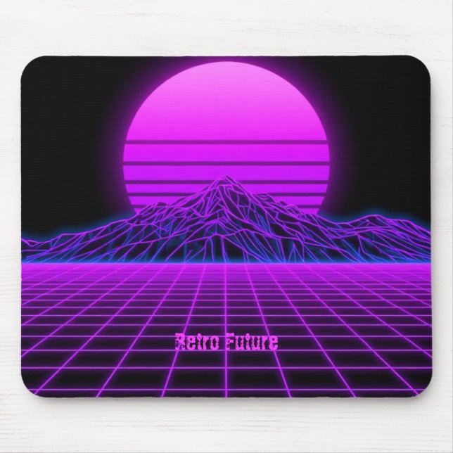 Vintage 80er Retrowave Bergszene Mousepad (Vorne)