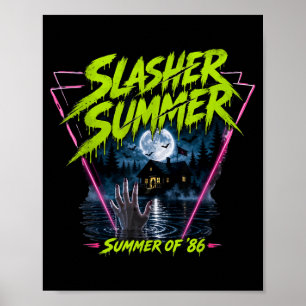 Vintage 80er Sommer Halloween Lustiger Slasher Som Poster