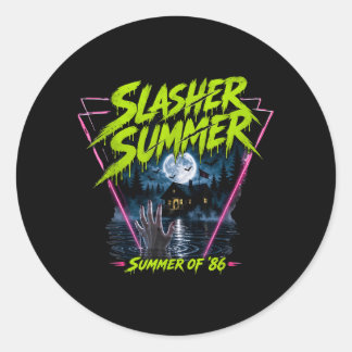 Vintage 80er Sommer Halloween Lustiger Slasher Som Runder Aufkleber