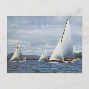 Vintage-8-Meter-Yachten vor der Isle of Wight Postkarte