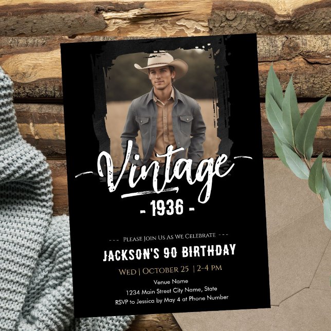 Vintage 90. Geburtstag Einladung (Von Creator hochgeladen)