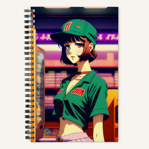 Vintage 90er Anime-Mädchen Stil Notizbuch