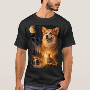 Vintage 90er Corgi Heult den Mond an Mystischer Hu T-Shirt
