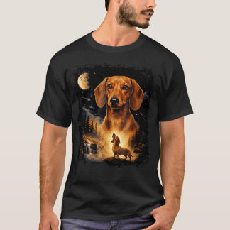 Vintage 90er-Dachshund, der zum Mond heult Wiener T-Shirt