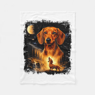 Vintage 90er Dachshund heult den Mond an Wiener Hu Fleecedecke