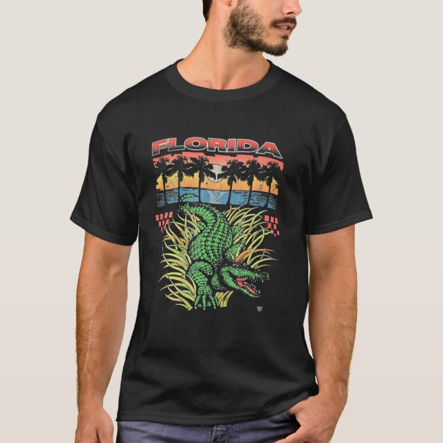 Vintage 90er Jahre Florida Alligator T Everglades  T-Shirt (Vorderseite)