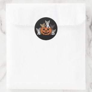 Vintage 90er Katzen Halloween Retro Grusel Saison Runder Aufkleber