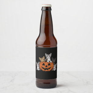 Vintage 90er Katzen Halloween Retro Gruselige Jahr Bierflaschenetikett