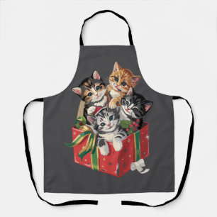 Vintage 90er Katzenliebhaber Weihnachten Retro Kat Schürze