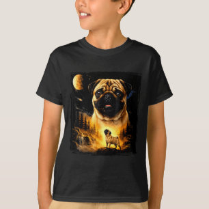 Vintage 90er Mops heult den Mond an Mops-Mama Hund T-Shirt