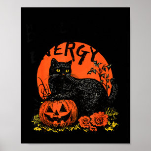 Vintage 90er Retro-Mond schwarze Katze Energie Kät Poster