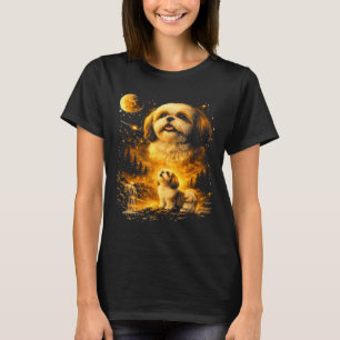 Vintage 90er Shih Tzu heult den Mond an Lustiger H T-Shirt