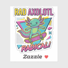 Vintage 90er Stil Axolotl Skateboard Rad Neon Aufkleber