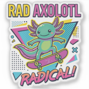 Vintage 90er Stil Axolotl Skateboard Rad Neon Aufkleber