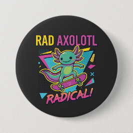 Vintage 90er Stil Axolotl Skateboard Rad Neon Button