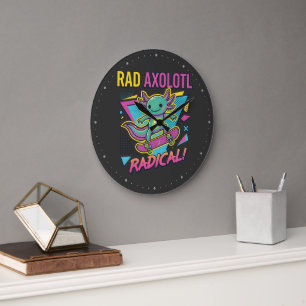 Vintage 90er Stil Axolotl Skateboard Rad Neon Große Wanduhr