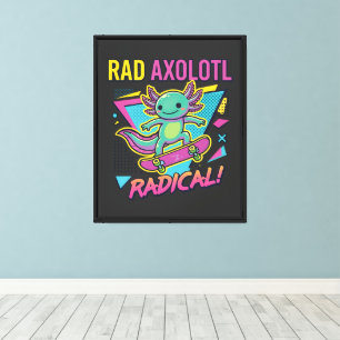 Vintage 90er Stil Axolotl Skateboard Rad Neon Leinwanddruck