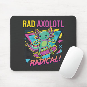 Vintage 90er Stil Axolotl Skateboard Rad Neon Mousepad