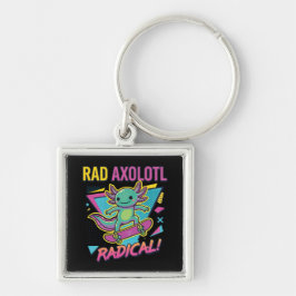 Vintage 90er Stil Axolotl Skateboard Rad Neon Schlüsselanhänger