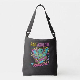 Vintage 90er Stil Axolotl Skateboard Rad Neon Tragetaschen Mit Langen Trägern