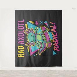 Vintage 90er Stil Axolotl Skateboard Rad Neon Wandteppich