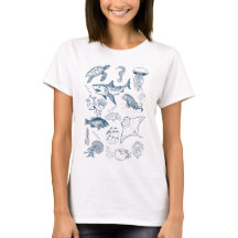 Vintage 90er-Tattoo-Meeres-Tier-T-Shirt-Design