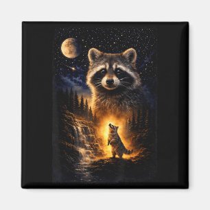 Vintage 90er Waschbär heult den Mond an Waschbär Magnet