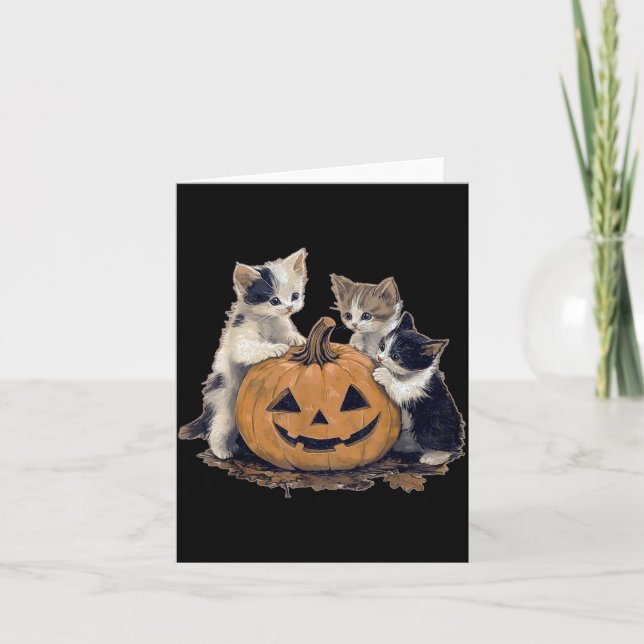 Vintage 90s Cat Halloween Retro Halloween Vintage  Karte (Vorderseite)