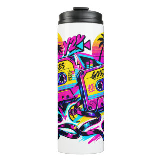 Vintage 90s Retro Cassette Neon Stainless Steel Tr Thermosbecher