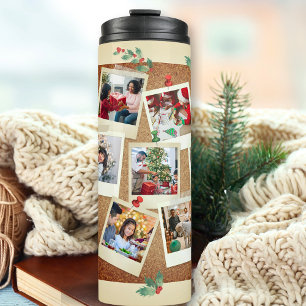 Vintage 9 Foto Vorlage Beige Kork Weihnachten  Thermosbecher