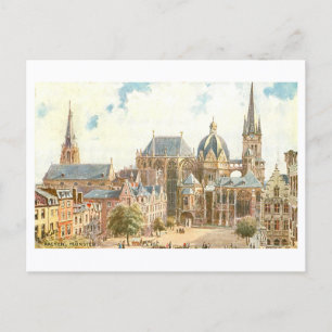 Vintage Aachener Dom Postkarte