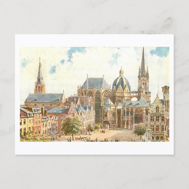 Vintage Aachener Dom Postkarte (Vorderseite)