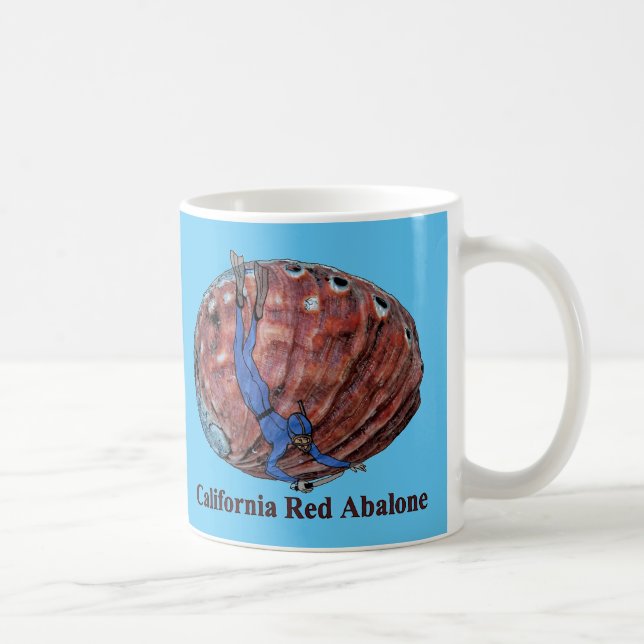 Vintage Abalone-Muschel mit einem Freediving Diver Kaffeetasse (Rechts)