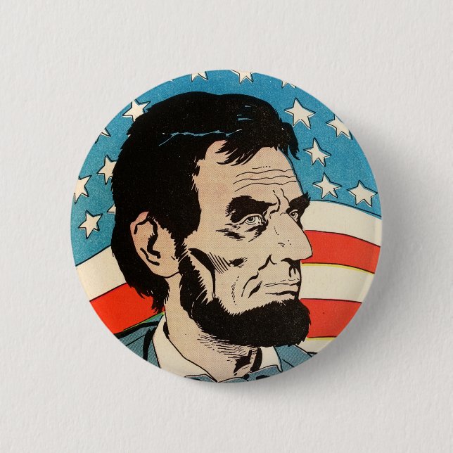 Vintage-Abbildung der USA-Flagge von Abraham Linco Button (Vorderseite)