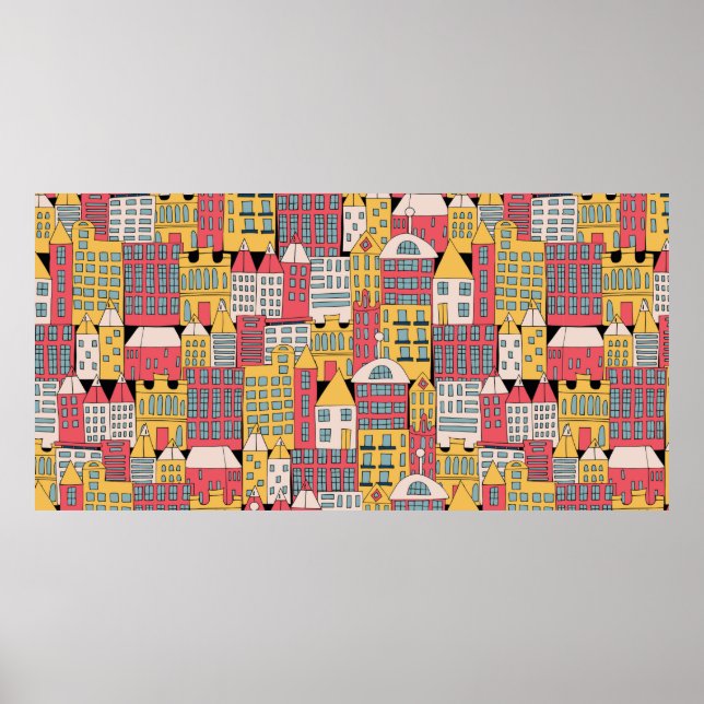 Vintage Abbildung eines städtischen Gebäude in der Poster (Vorne)