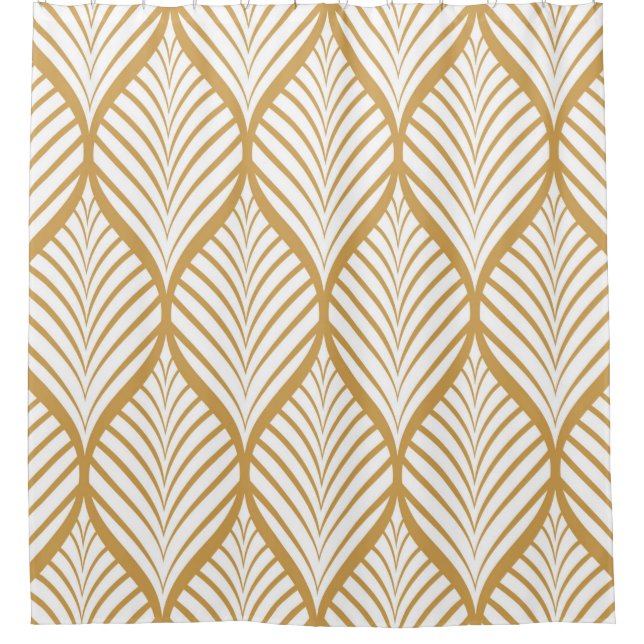 Vintage Abbildung geometrischer Blätter nahtlos Duschvorhang (Vorderseite)